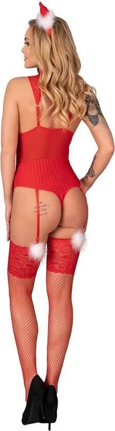 Gloednieuw π Sexy Rode Body Voor Kerst - Kerst Lingerie Setje - Luxe Kerst String Body - Sexy Lingerie Kerst - LivCo Corsetti π― - Afbeelding 2