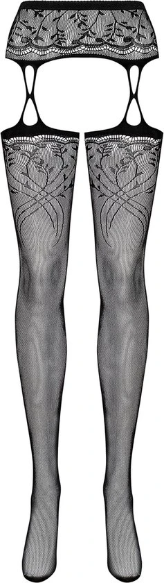 Nieuw β¨ Obsessive Versierd En Verleidelijke Jarretel Panty Met Aangehechte Kousen Open Kruis Ontwerp Maat S-L Zwart π€© - Afbeelding 8