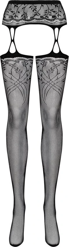 Nieuw β¨ Obsessive Versierd En Verleidelijke Jarretel Panty Met Aangehechte Kousen Open Kruis Ontwerp Maat S-L Zwart π€© - Afbeelding 13