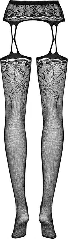 Nieuw β¨ Obsessive Versierd En Verleidelijke Jarretel Panty Met Aangehechte Kousen Open Kruis Ontwerp Maat S-L Zwart π€© - Afbeelding 7