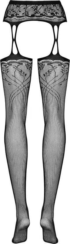 Nieuw β¨ Obsessive Versierd En Verleidelijke Jarretel Panty Met Aangehechte Kousen Open Kruis Ontwerp Maat S-L Zwart π€© - Afbeelding 9