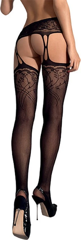 Nieuw β¨ Obsessive Versierd En Verleidelijke Jarretel Panty Met Aangehechte Kousen Open Kruis Ontwerp Maat S-L Zwart π€© - Afbeelding 2