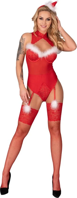 Gloednieuw π Sexy Rode Body Voor Kerst - Kerst Lingerie Setje - Luxe Kerst String Body - Sexy Lingerie Kerst - LivCo Corsetti π―
