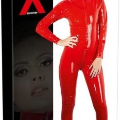 Beste deal 👍 The Latex Collection LateX Erotische Bondage Catsuit Met Rits Sluiting Bij Borsten En Kruis Spanning Verzekerd Maat S Rood 🤩