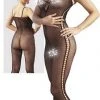 Hete verkoop 💯 Mandy Mystery Line Mandy Mystery Lingerie Catsuit Met Veter Ontwerp Licht Transparant En Open Kruis Maat L/XL - Zwart 🔔