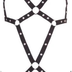 Aanbiedingen 👏 Bad Kitty – Strap Body Riem Harnas Met Dubbele Metalen Kruis Ketting - Zwart ⭐