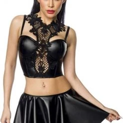 Beste recensies van 🔥 Saresia Crop Top En Rok Set -M/L- Wetlook Zwart 🎉