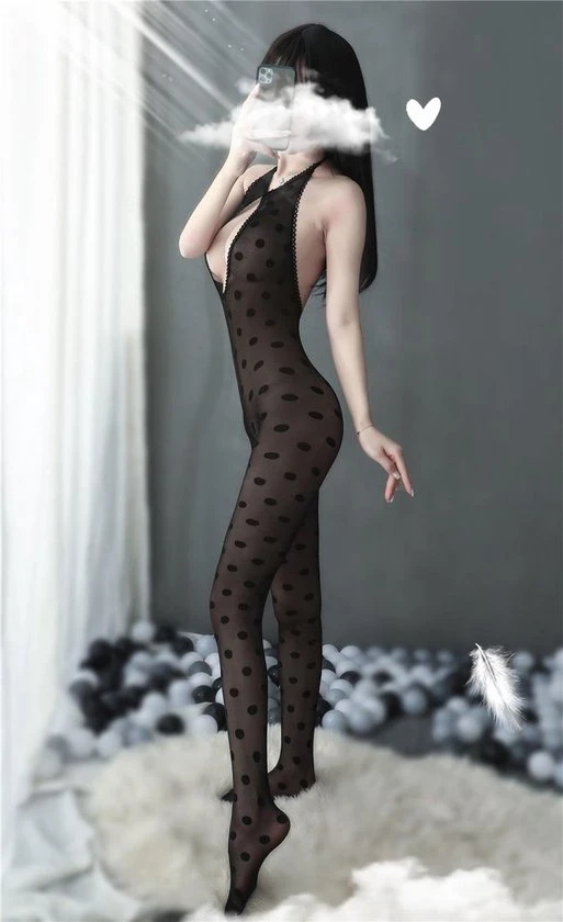 Korting π₯° New Age Devi Bodysuit - Sexy Bodysuit - Sexy Lingerie - Erotiek - Open Kruis - Dots Bodysuit - Lingerie - One Size - Panty β¨