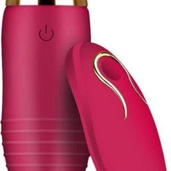 Hete verkoop 😀 Dlicious - Vibrerend Eitje - Met Afstandsbediening USB En Snel Oplaadbaar Vibrerend Eitje - 10 Trilstanden Bordeaux Rood Remote ❤️