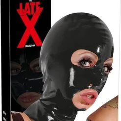 Beste Pirce 🥰 The Latex Collection Late X Latex Hoofdmasker Glanzend Met Openingen En Anatomische Pasvorm - Zwart 🔥