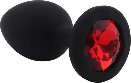 Nieuw π Banoch - Buttplug Penumbra Red Small Siliconen Buttplug Zwart - Diamant Steen - Rood π
