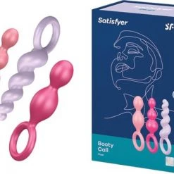 Goedkoopste ✔️ Satisfyer - Booty Call - Anale Kralen - 3 Stuks - Roze - Perzik - Lila 🔔