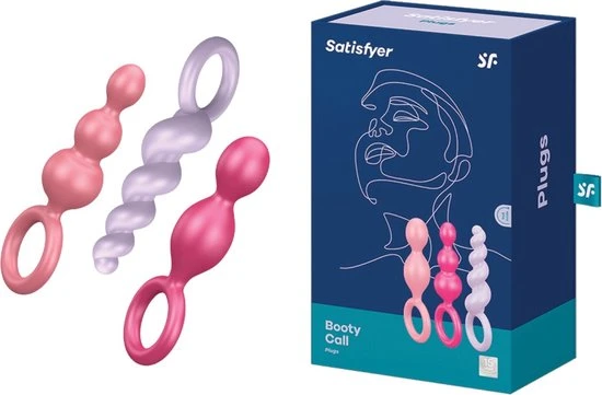 Goedkoopste ✔️ Satisfyer - Booty Call - Anale Kralen - 3 Stuks - Roze - Perzik - Lila 🔔