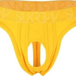 Kopen 🎁 Sukrew U-Style Classic String Geel - Maat L - Erotische Heren String - Sexy Mannen Ondergoed - Open Voorkant ✔️