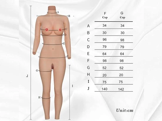 Uitgang π Body 4 Every Body Full Body - Lang - Cup F - Siliconen Huid - Bodysuit Lang - Crossdresser - Transgender - Mastectomi - -Wearable Body - Kunstmatige Nep Borst π - Afbeelding 4