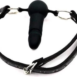 Gloednieuw 😀 XXXcite Hoogwaardige Siliconen Penis Gag Met Verstelbare Lederen Riem Zwart 🌟