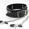 Kopen ✨ New Age Devi Bdsm Collar Met Tepelklemmen Bondage - Erotiek - Slave - Tepelklemmen - Lederen Ketting ⭐