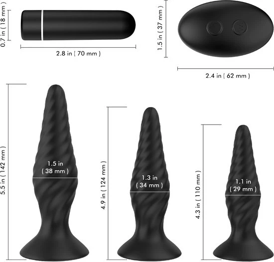 Nieuw π Viberoz Quest Vibrerende Buttplug Set Met Afstandsbediening Usb Oplaadbaar Anaal Vibrator - Sex Toys Voor Mannen En Vrouwen Sexspeeltjes Voor Koppels Zwart Erotiek π - Afbeelding 3