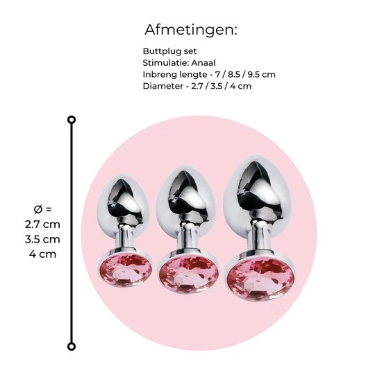 Gloednieuw π I.N.N. Love Buttplug Set - 3 Stuks - Groot - Medium - Klein - Roze 𧨠- Afbeelding 2
