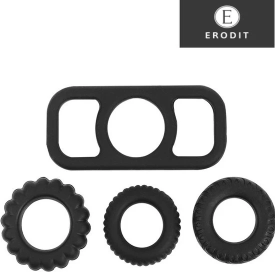 Nieuw π Erodit Cockringen -zwart - 3 Penisringen - Ball-stretcher - Uitstel Van Orgasme En Ejaculatie - Black Friday Seksspeeltje Voor Koppels - Sex Toy - Erotiek Voor Mannen En Vrouwen π