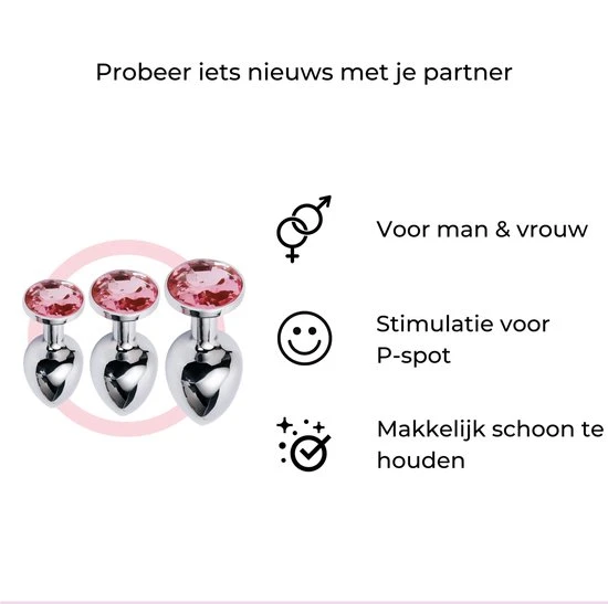 Gloednieuw π I.N.N. Love Buttplug Set - 3 Stuks - Groot - Medium - Klein - Roze 𧨠- Afbeelding 4