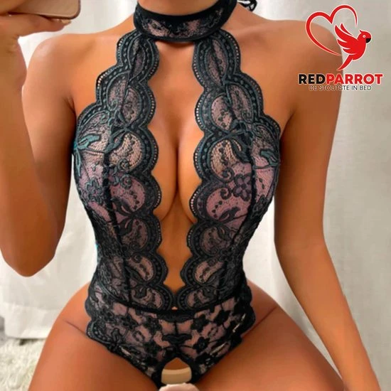 Korting π Merkloos Erotische Kleding | V-hals Tot Aan Navel | Open Borsten | Zwart | Sexy Kleding | Sex Kleding π