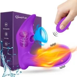Uitgang 👏 ComfyToys Clitoris Zuiger - Luchtdruk Vibrator Met Afstandsbediening - Clitoris & G-spot - Vibrators Voor Vrouwen Realistisch & Koppels - 20 Standen - Verwarmd - Waterproof - Clitoris Stimulator - Sex Toys Couples - Paars ✨