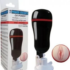 Hete verkoop 🧨 Power Escorts - Ox Power - Vibrerende Masturbator Cup - Zwart - 22 Cm - Kunst Kut - Kunst Vagina - Speeltjes Voor Mannen - Pocket Pussy - BR26 - Beige 🤩