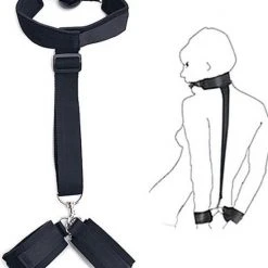 Uitgang 🌟 WT Trading Bondageset- SM Mondbal Met Handboeien- Gagball-Bondagekit- Seksspeeltjes- Gag Ball Met Aaneengesloten Halsband En Handboeien Voor Onderdanigheid 🌟