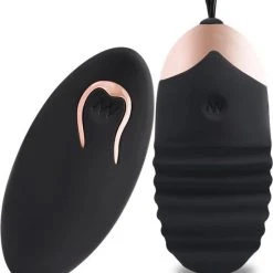 Beste deal 👏 EZlove Geribbeld Vibratie Eitje Voor Extra Stimulatie - 7.5cm - Zwart/Rose - Luxe Uitstraling 🌟