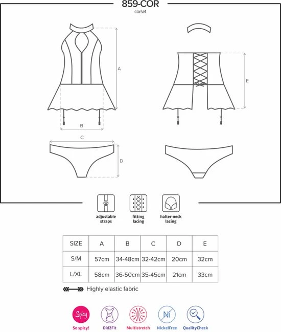 Top 10 π Obsessive Sexy Korset Met String Erotisch Korset Maat L/XL Zwart π - Afbeelding 7