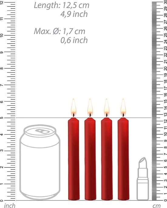 Groothandel β Merkloos Ouch! Teasing Wax Candles - Waxkaarsen Paraffine - Lage Temperatuur - 4 Stuks - Rood π - Afbeelding 3