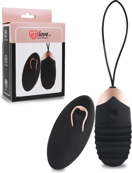 Beste deal π EZlove Geribbeld Vibratie Eitje Voor Extra Stimulatie - 7.5cm - Zwart/Rose - Luxe Uitstraling π - Afbeelding 9