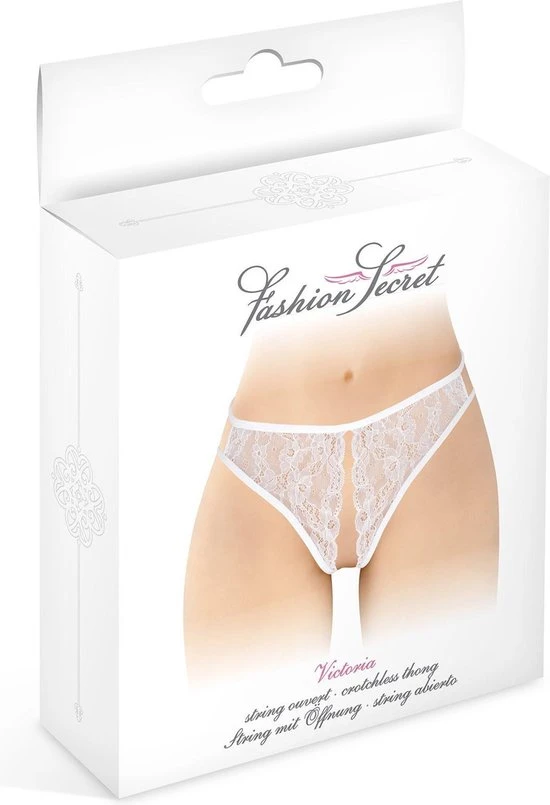 Coupon 𧨠Your Fashion Secret Fashion Secret Victoria - Erotische String - Open Kruis - Wit - One Size π - Afbeelding 3