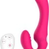 Beste deal 😀 Toys Hub® Strapless Strapon - Met Afstandsbediening - Vibrerende Voorbind Dildo - 30 Vibraties - Sex Toys Voor Vrouwen En Koppels - Waterproof - 19CM - Roze 👍